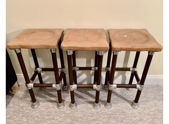 Barstool Trio With Leather Seats