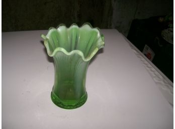 Vintage Green Vase Ruffled Edge