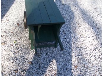 Wagon W/green Paint Coffee Table Or Kindling Holder
