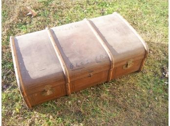 Old Immigrants Trunk With Brass Label