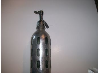 French Seltzer Bottle With Metal Surround Antique