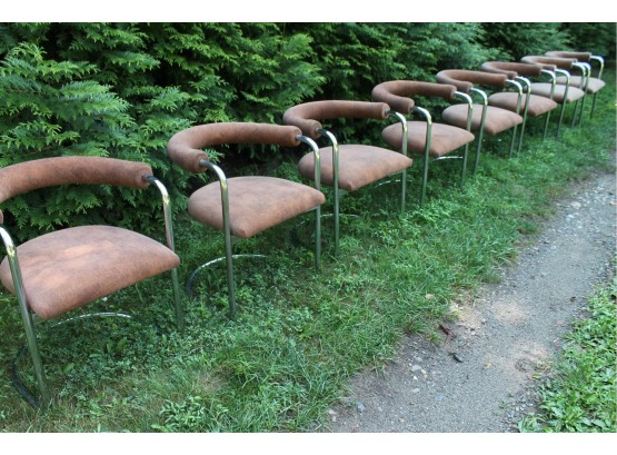 INCREDIBLE Set Of 8 Chrome Dining Chairs! MID CENTURY MODERN, ART DECO, Steampunk