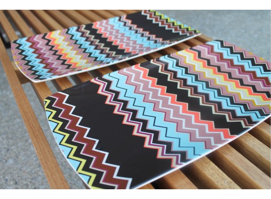 Set Of 2 MISSONI For Target Chevron Stonewear Platters! Out Of Production!