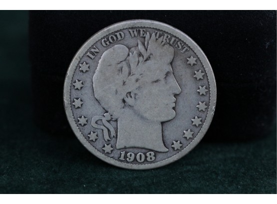 1908 D Silver Barber Half Dollar Coin Sc