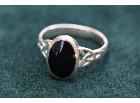 Sterling Silver Onyx Ring Size 9