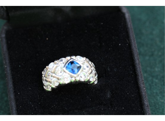 Blue Spinel Sterling Silver Ring