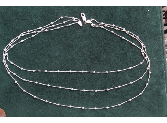 Sterling Silver Triple Strand Necklace Graduated