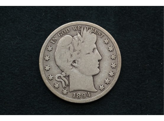1894 S Barber Silver Half Dollar Coin Dh