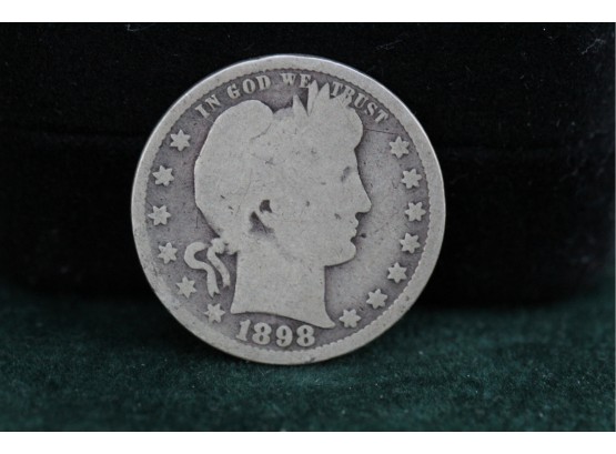 1898 Silver Barber Quarter Coin Sc
