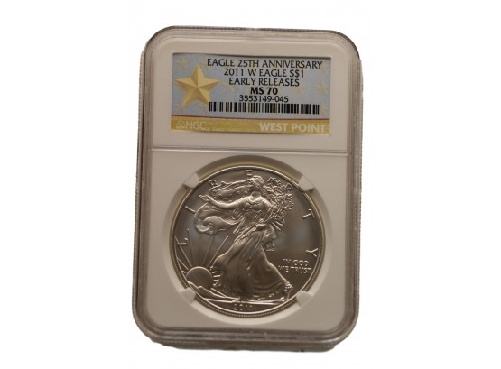 2011 W WEST POINT NGC MS 70 SILVR EAGLE COIN EARLY RELEASE