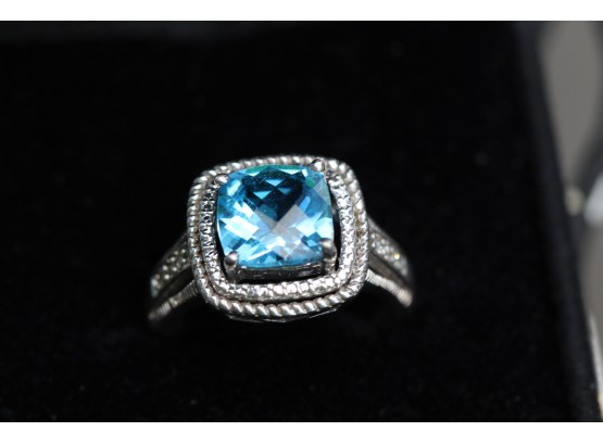 Sterling Silver Blue Topez Ring Size 5