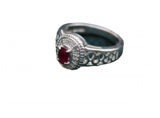 Sterling Silver Real Ruby Ring Size 8