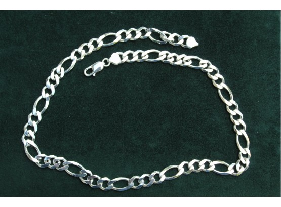 Heavy Sterling Silver Figaro Link Sterling Chain Necklace 20 Inch