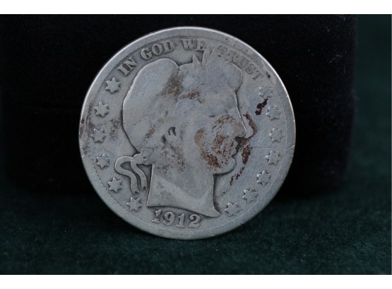1912 S Silver Barber Half Dollar Coin Sc