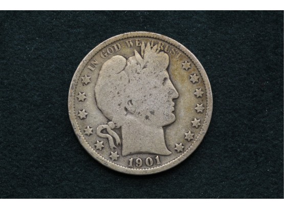 1901 Silver Barber Half Dollar Coin Dh