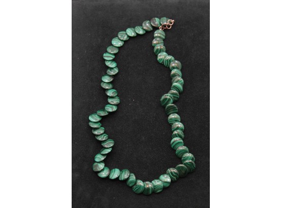 Sterling Silver Clasp Malachite Bead Necklace