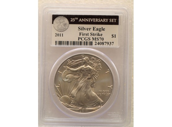 2011 PCGS FIRST STRIKE MS 70 $1 SILVER EAGLE COIN