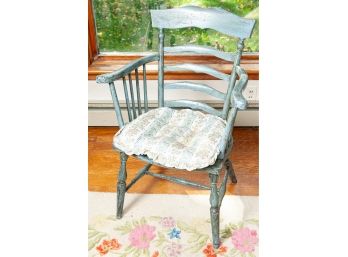 Country Style Chair In Distressed Blue Paint