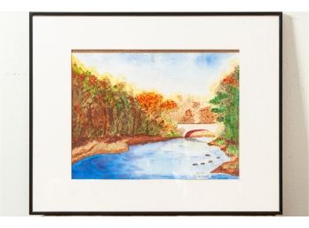 Watercolor Landscape Painting Signed A.J. Pia