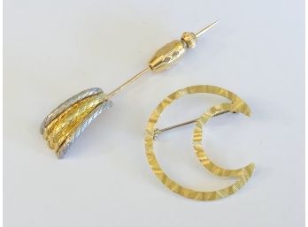 TWo 14K Gold Pins
