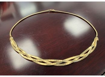 A 14K Gold Triple Braided Necklace