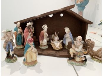 A Vintage Nativity Set With Italian Ceramic Figures