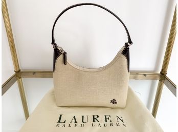 Lauren By Ralph Lauren Linen And Leather Handbag With Dust Bag