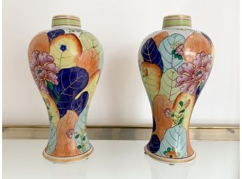 A Pair Of Mottahedah Designed Polychrome Vases