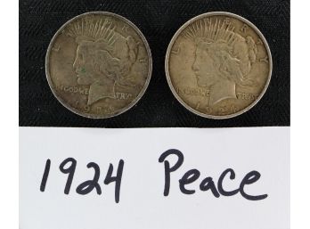 Z71   Lot Of (2) Peace Silver Dollars 1924