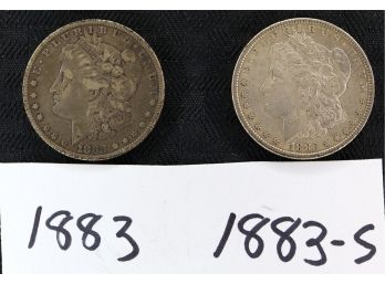 B21  Lot Of (2) Morgan Silver Dollars 1883 & 1883-S
