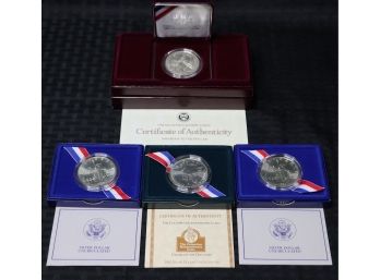 Z48    Lot Of US Mint Commemorative Silver Dollars -  1988 Olympics  - 1986 Ellis Island