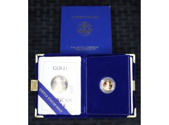 B2 1989 $5 Gold American Eagle Proof Coin 1/10 Oz Fine Gold