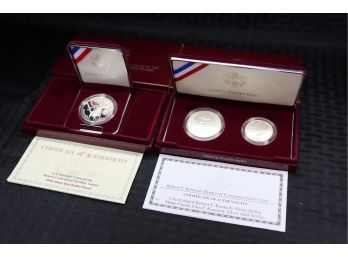 Z1    Lot Of US Mint Commemorative Silver Dollars Kennedy & Olympics