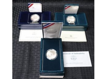 Z46    Lot Of US Mint Commemorative Silver Dollars -  1996 Treasury Dept , 1990 Eisenhower