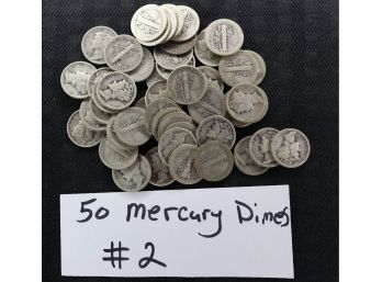 B25   Lot Of (50) Silver Mercury Dimes  #2
