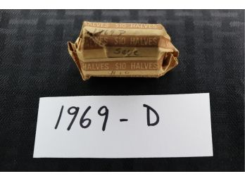 B8  Uncirculated Roll (20) 1969 - D  Kennedy Half Dollars 40% Silver