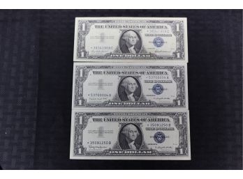 P9    Lot Of (3) Series 1957 One Dollar Silver Certificates - Star Notes -