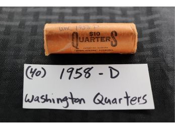 B36  Uncirculated Roll (40) 1958-D Silver Washington Quarters