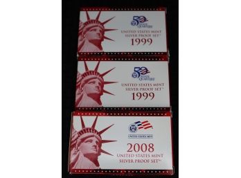 C3 Lot Of (3) US Mint Silver Proof Sets 1999 & 2008