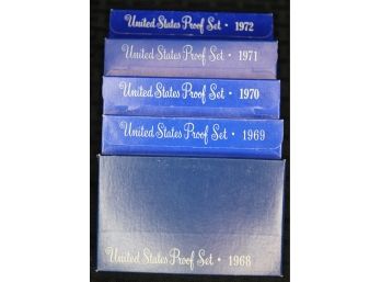 C6 Lot Of (5) US Mint Proof Sets 1968 - 1972