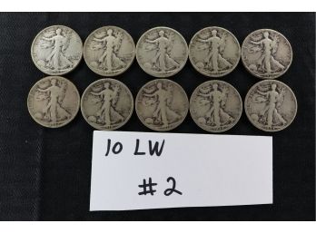 B6    Lot Of (10) Silver  Liberty Walking Half Dollars   90% Silver LW2