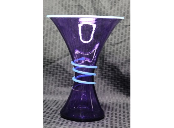 Large Hand Blown Purple Art Glass Vase