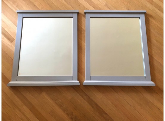 Matching Pair Of Rectangular Mirrors With Wooden Frames