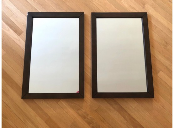 Matching Pair Of Contemporary Mirrors With Wooden Frames