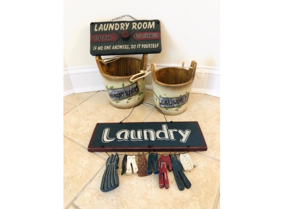 Whimsical Wooden Laundry Room Decor
