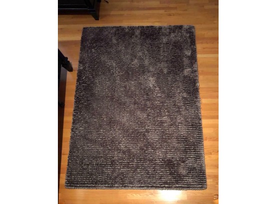 Capel Gravity Rug With Striped Charcoal Pattern - Made In Belgium