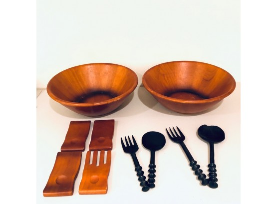 Wooden Bowl And Utensil Collection