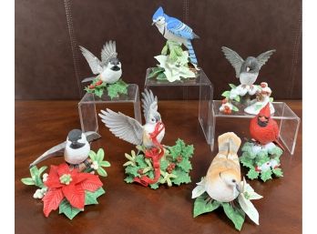 Seven Christmas Themed Lenox Fine Porcelain Garden Birds - Includes Limited Editions