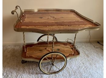 Vintage Wheeled Bar Cart With Brass Gallery