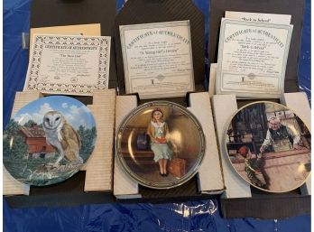 Three Collector Plates From Rockwell Society Of America & Society For The Preservation Of Birds Of Prey